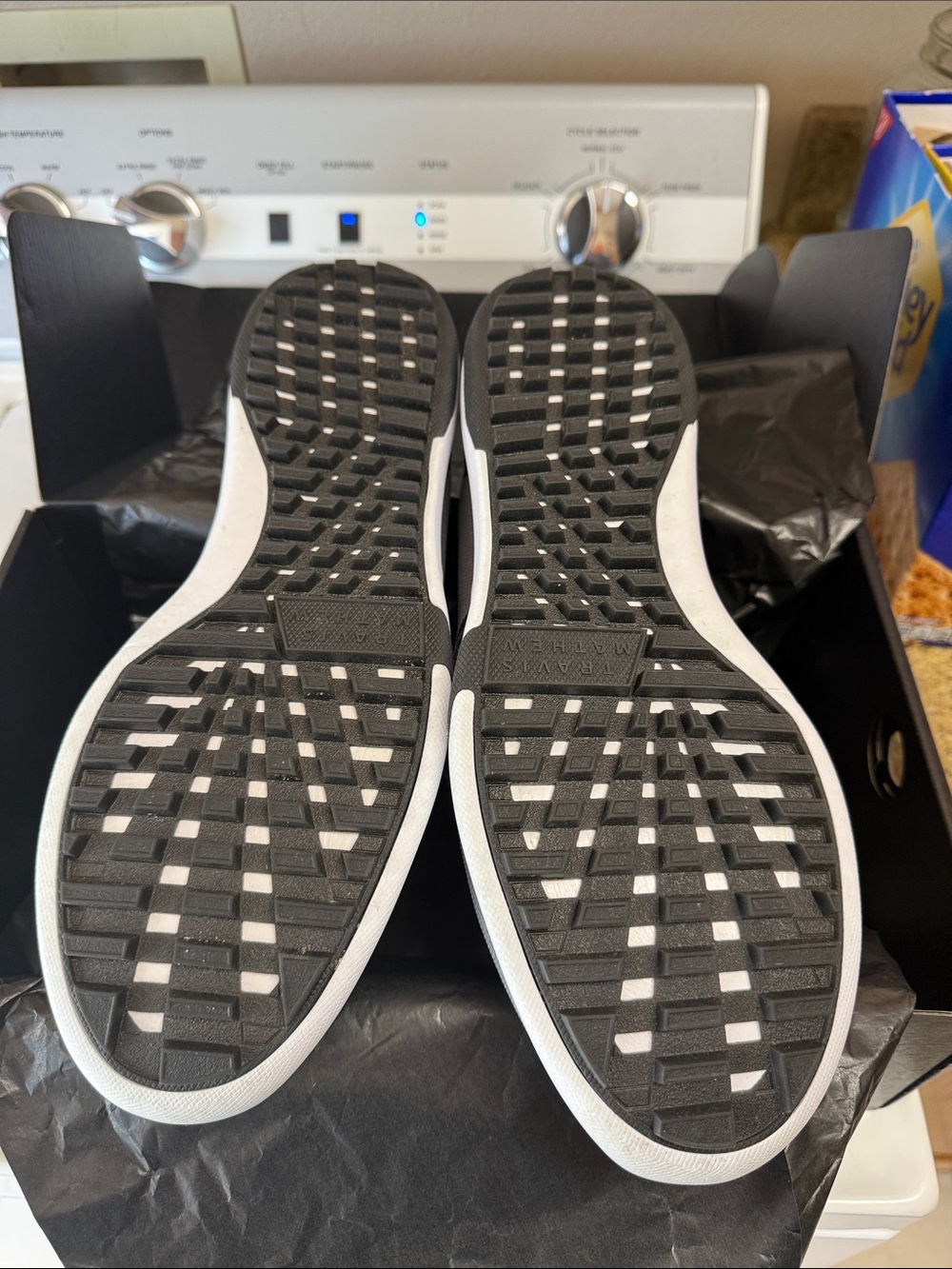 Travis Mathew Gray and Black Lace-Up Golf Sneakers with Maroon Lining - Picture 3 of 6